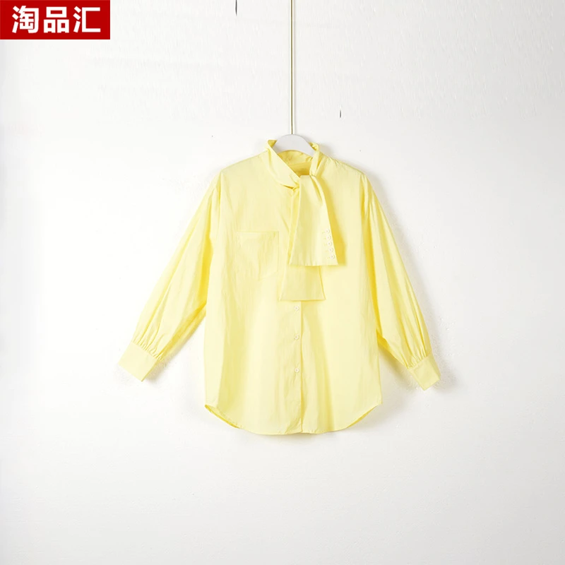【Y专柜捡漏】深圳高端女装KBC-宽松飘带百搭衬衣2225-黄色大一码