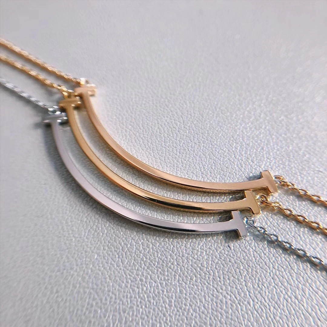 钨金项链 微笑项链V金高定