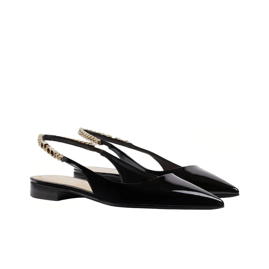 未使用 GUCCI/古驰 15720292未使用带logo黑色踩跟凉鞋38码