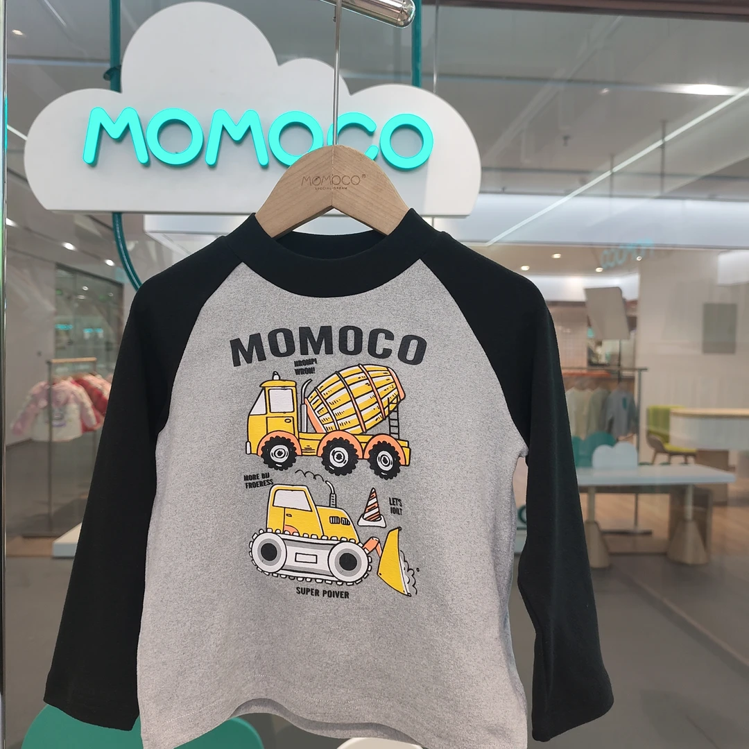 MOMOCO玛米玛卡冬季新款男童长袖T恤秋季新款拼色打底衫DSM8512Y