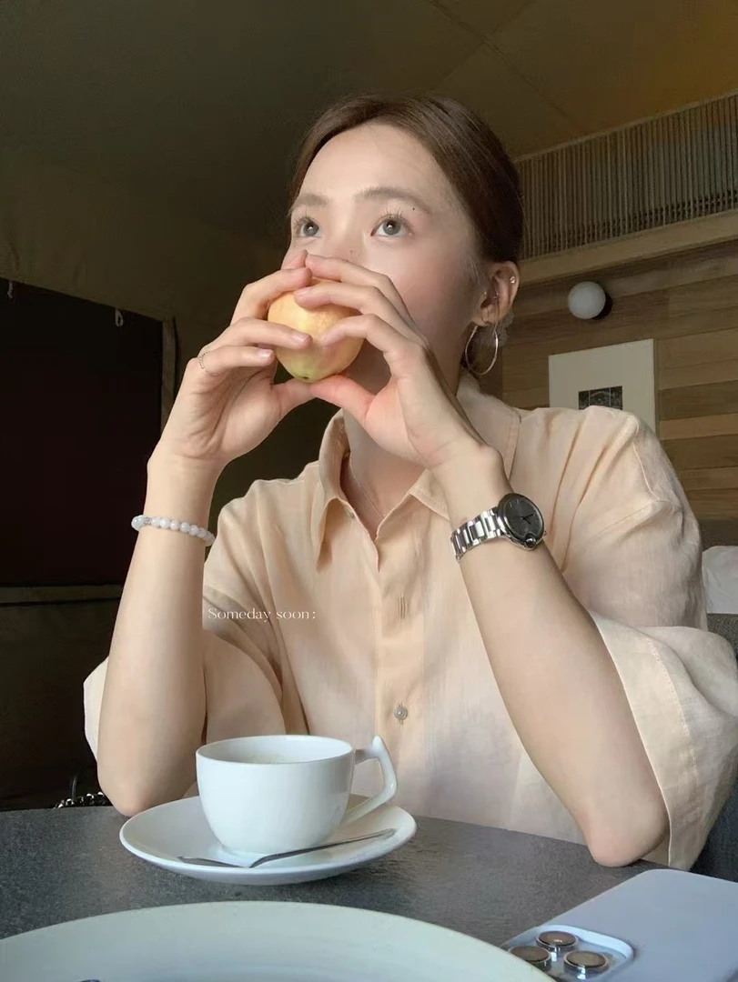 Someday棉麻短袖衬衫