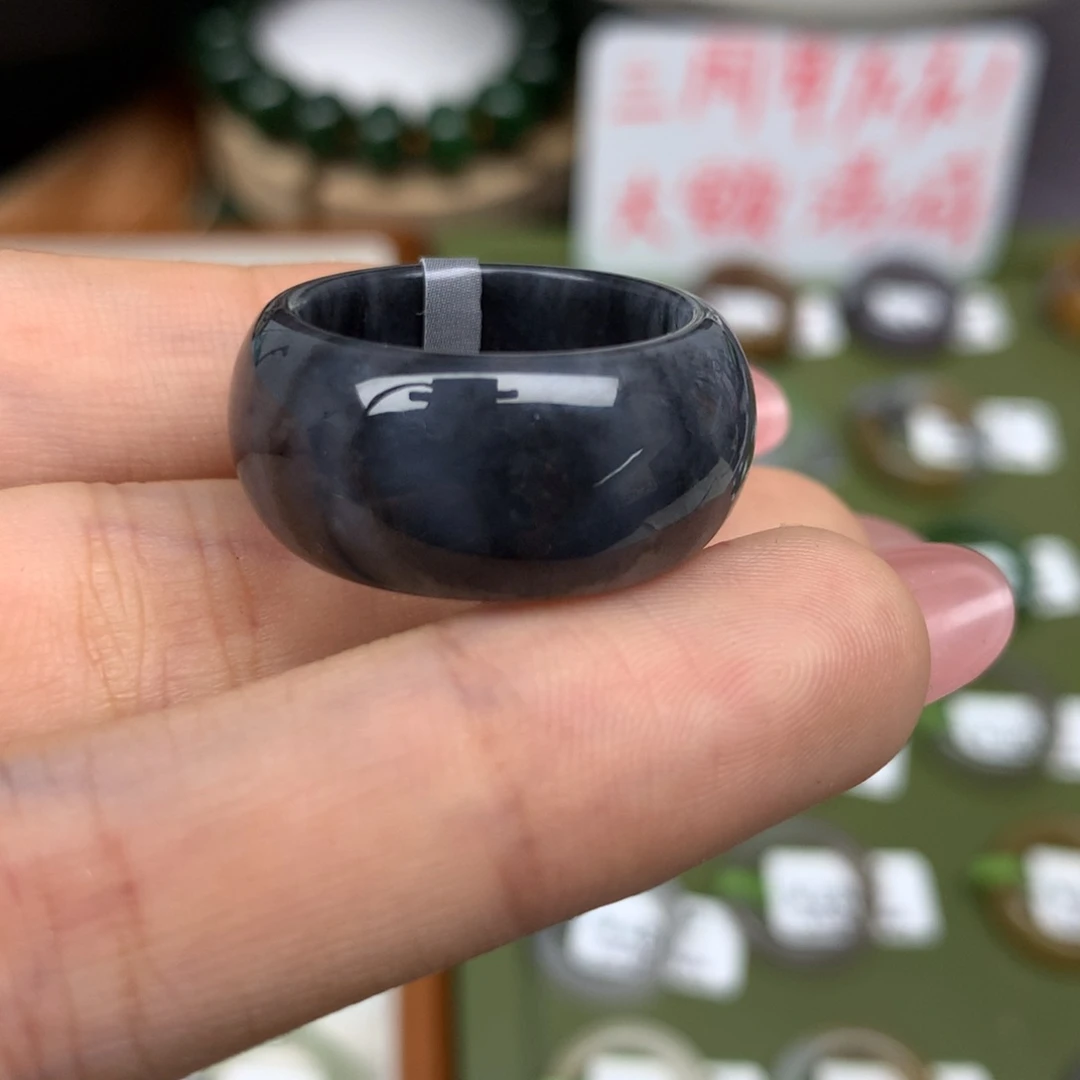 未镶嵌戒指和田玉港18新疆意境青花