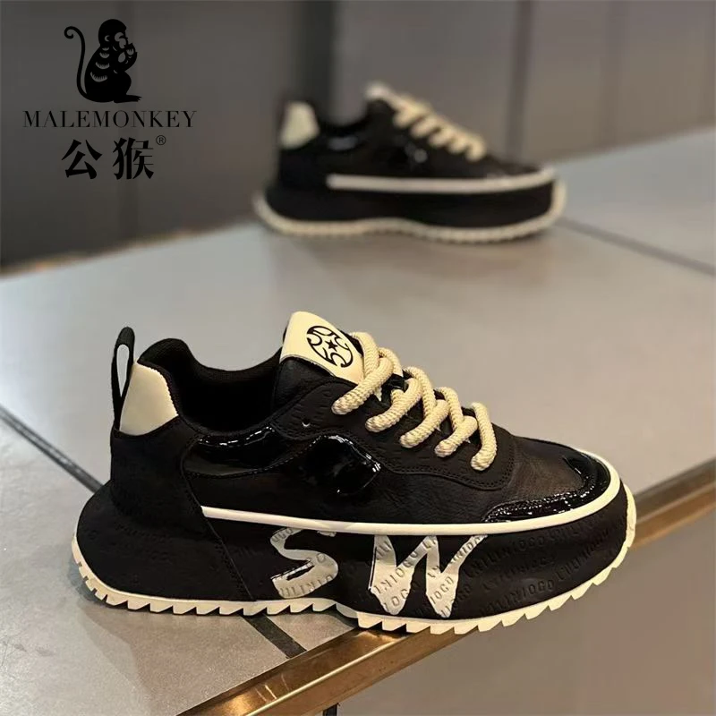 公猴正版男鞋2025春季潮流百搭休闲潮鞋子男款厚底运动老爹鞋A060