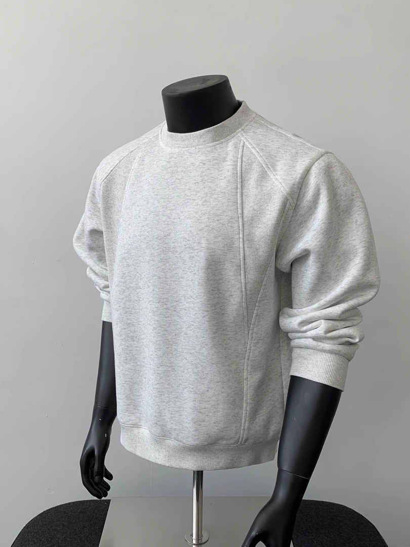 美式解构圆领卫衣男款秋冬季无帽内搭加绒重磅打底衫长袖正肩t恤