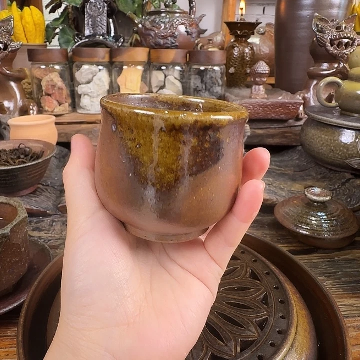 云南非遗崔家古龙窑高温柴烧主人杯100cc