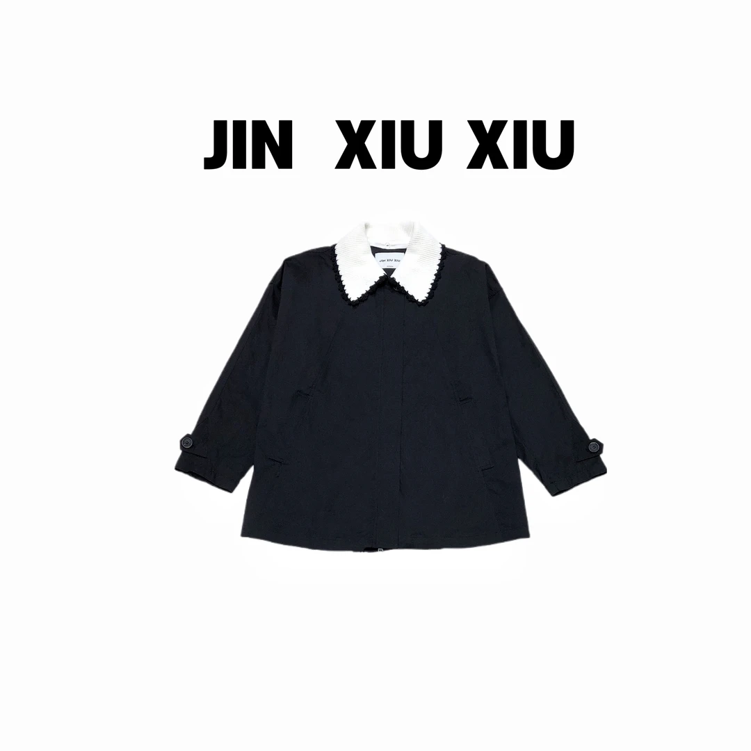 JINXIUXIU秋冬新款可拆卸针织翻领百搭宽松韩系甜美外套Y689