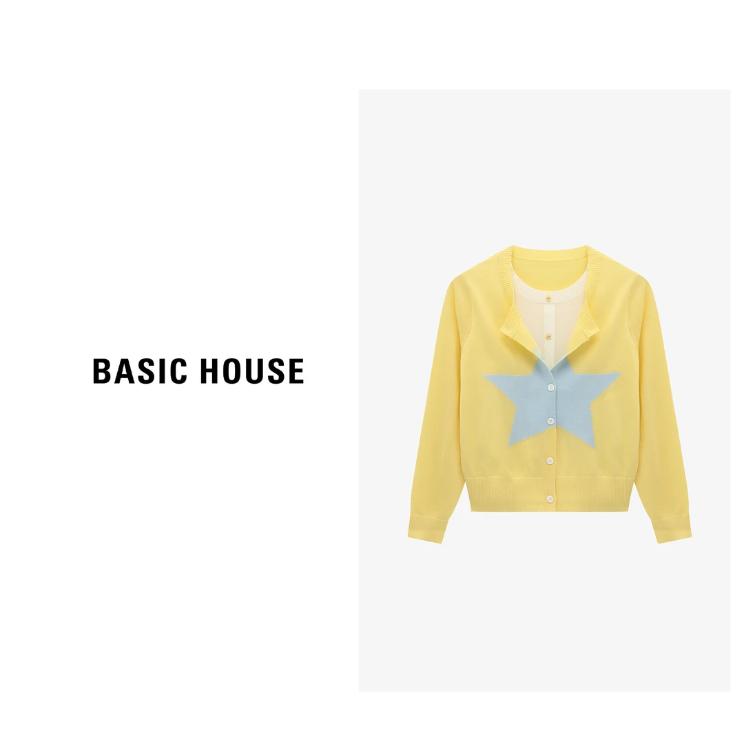 Basic House/百家好秋季网红洋气时尚假两件针织衫-B0625H5N822