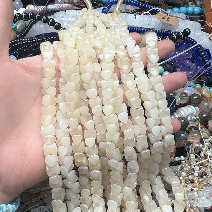 玛瑙/玉髓合金珠宝半成品一条9mm金丝玉心形