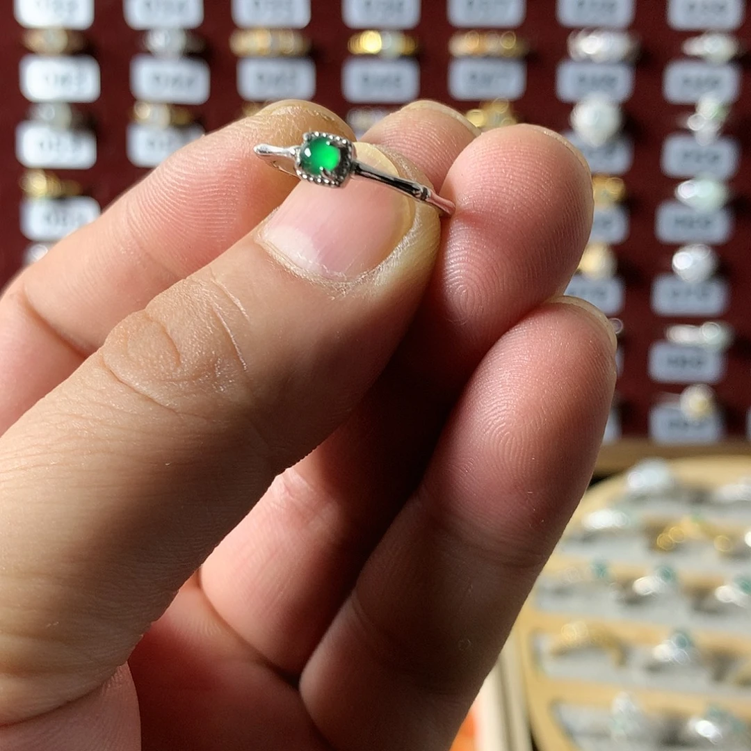 翡翠银S925镶嵌戒指761