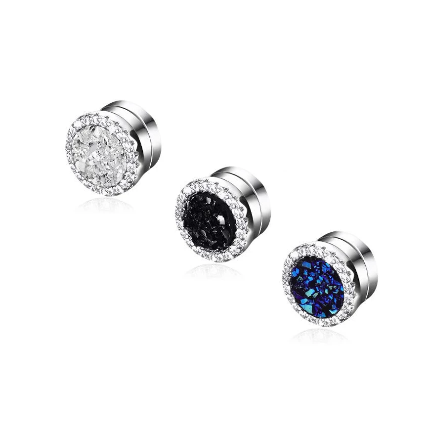 钛钢耳饰 镶钻晶簇磁吸耳夹男女潮小众高级嘻哈街头超闪百搭耳饰