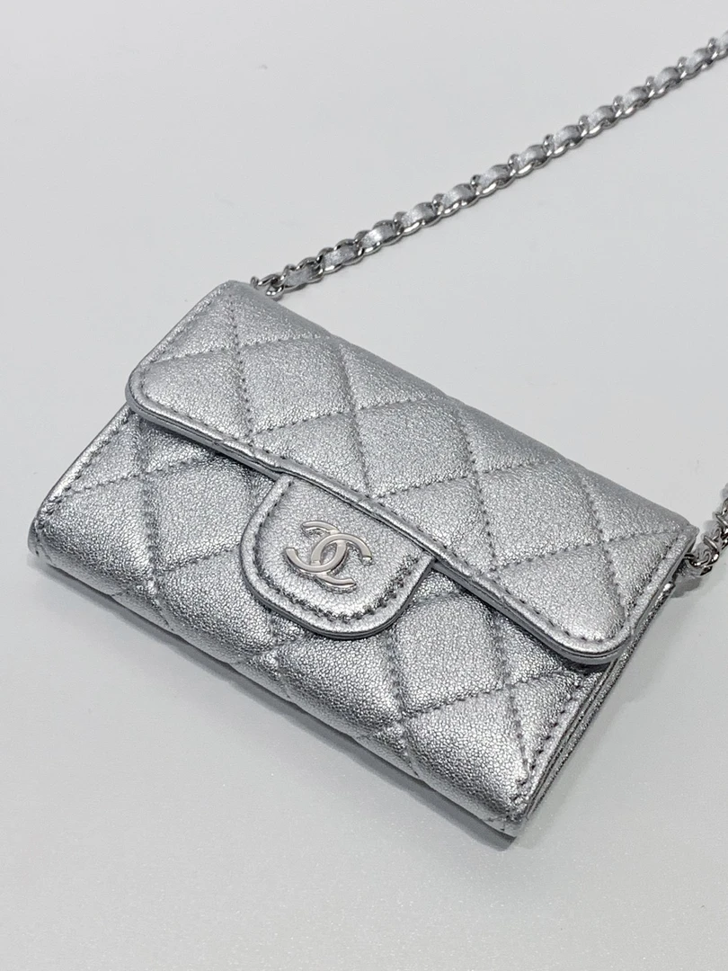 99新 Chanel/香奈儿 HIHI银色菱格纹腰包31开9322307JL
