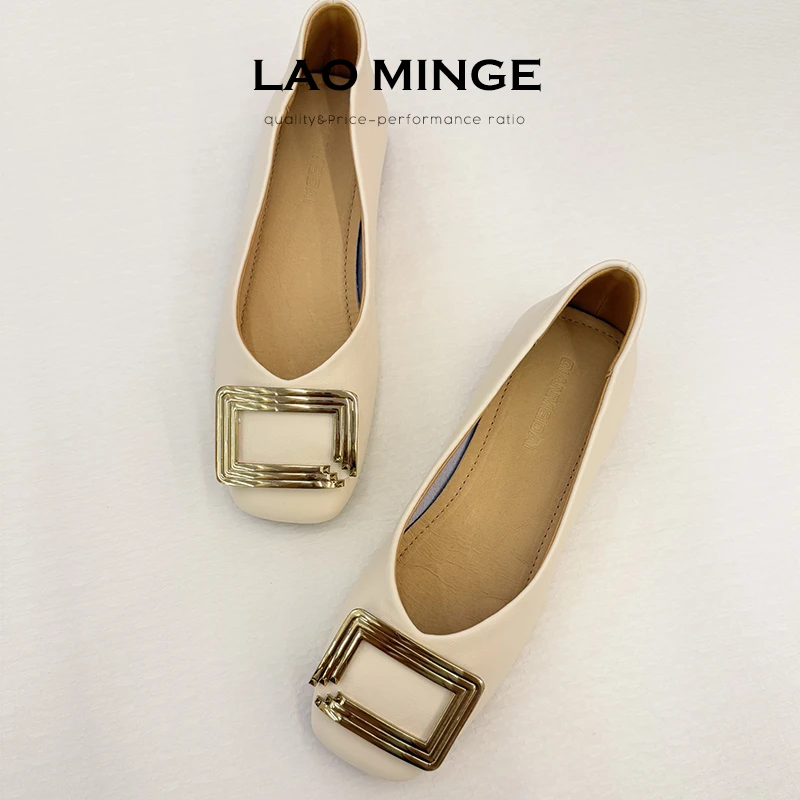 老敏哥 2025新款真皮复古方头浅口软底通勤感女W69-5821