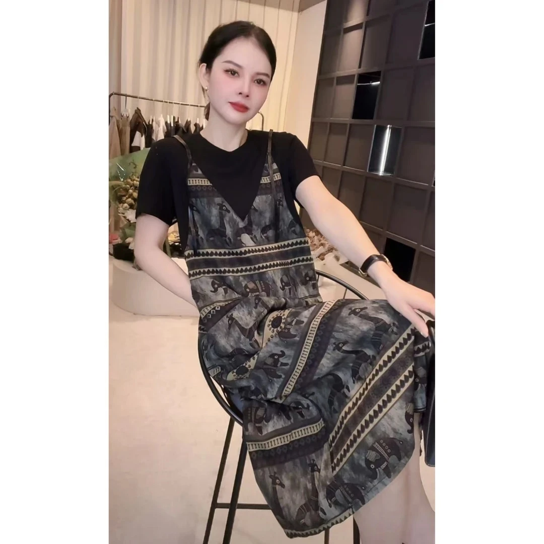 《优麦汇同款》假两件连衣裙女2025夏季新款高级感轻奢显瘦爆款裙子