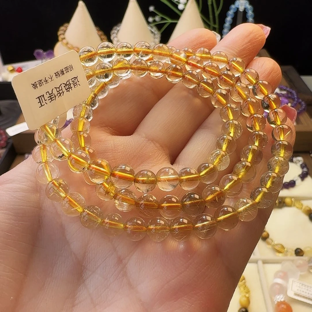 水晶手链未镶嵌金发晶多圈