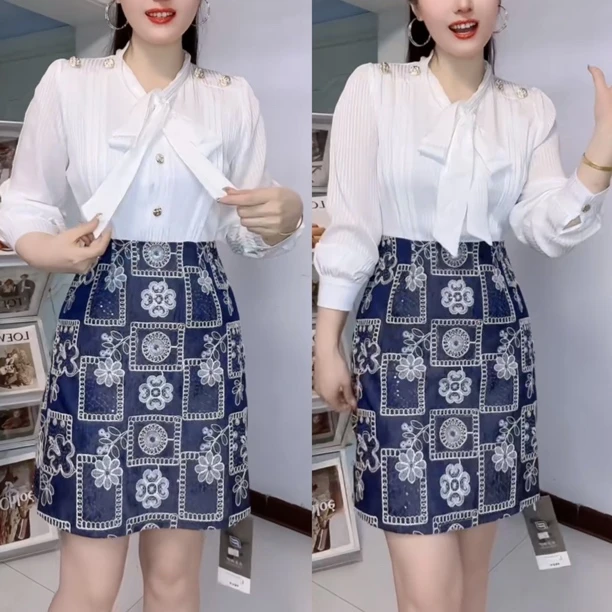 时尚连衣裙女气质百搭拼接洋气连衣裙女885552