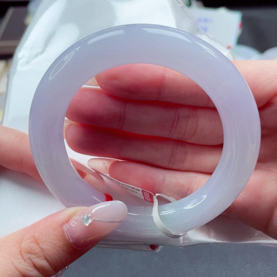 翡翠手镯未镶嵌55.0粉月光 温柔似水 胖圆脑袋必入 14