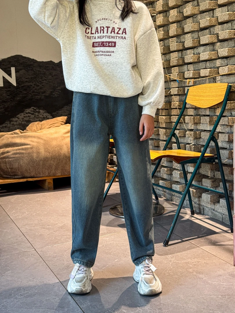 0019秋季儿童软牛仔裤2025新款中大童男童女童童装裤子潮洋气宽松