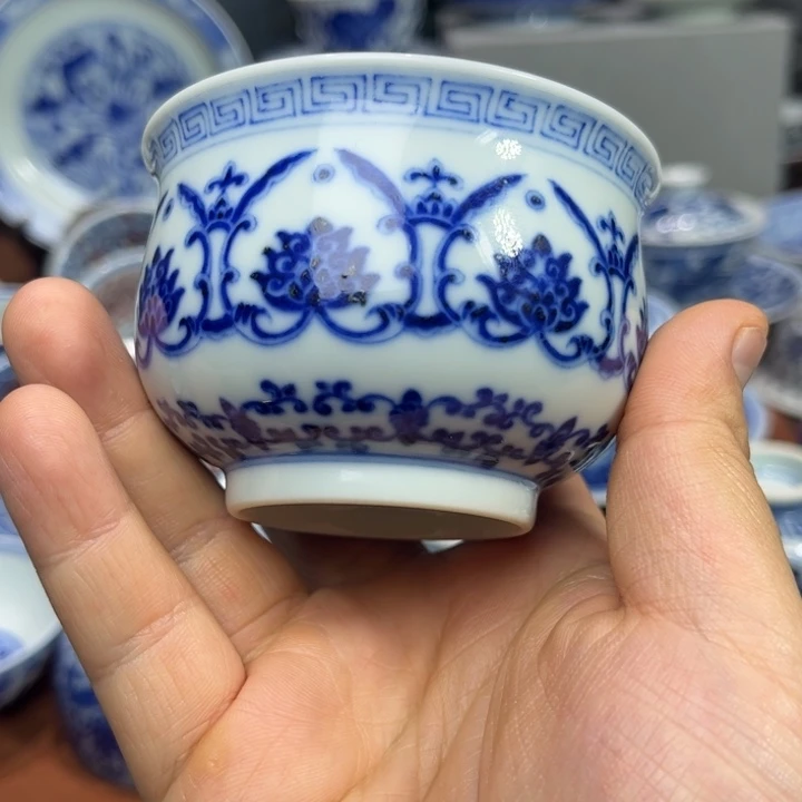 摆件陶景德镇陶瓷青花杯杯