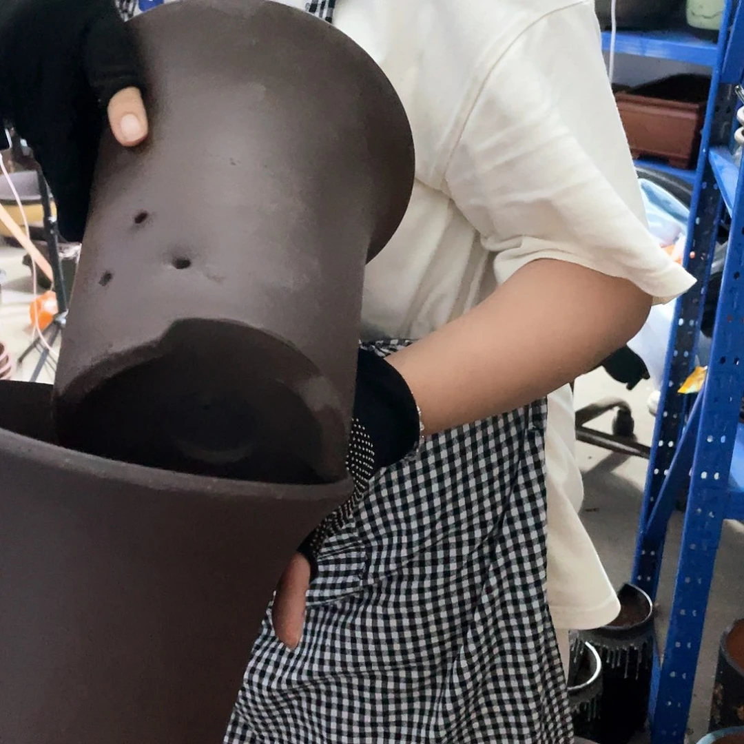 宜兴紫砂花盆18+18素面兰花盆