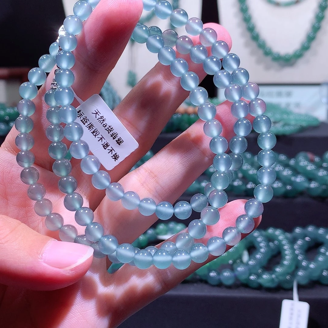 七***花翡翠未镶嵌手链天然a货翡翠项链6.5