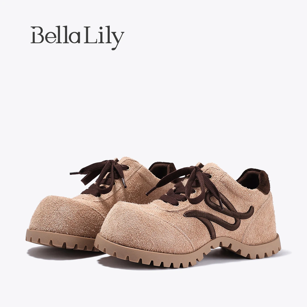 BellaLily2025秋季新款小众厚底增高大头鞋高级感单鞋运动休闲鞋