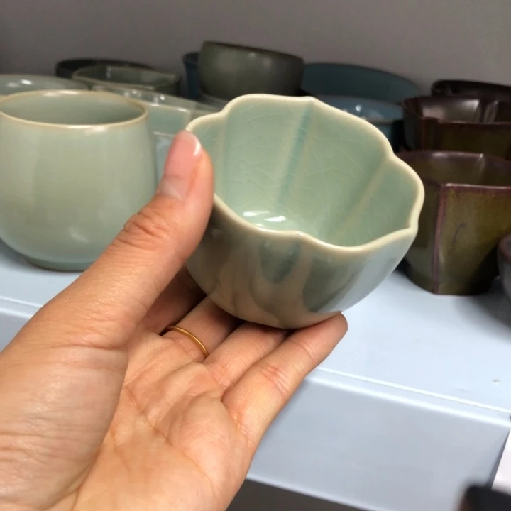 瓷片仿古汝瓷主人杯瑕疵