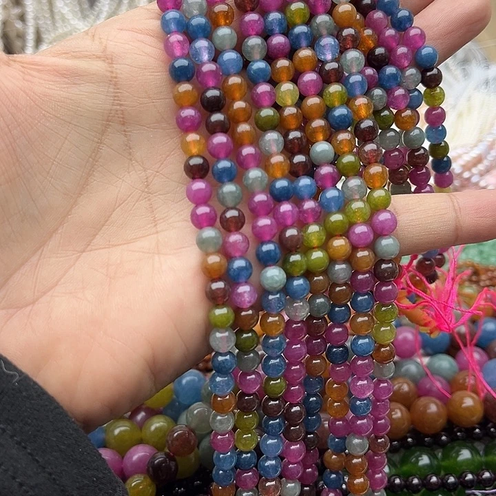 玛瑙/玉髓未镶嵌珠宝半成品一条6mm左右碧玺