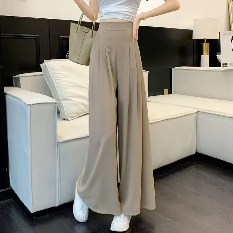小个子冰丝八九分裙裤女2024夏季新款高腰百搭凉爽垂感休闲阔腿裤