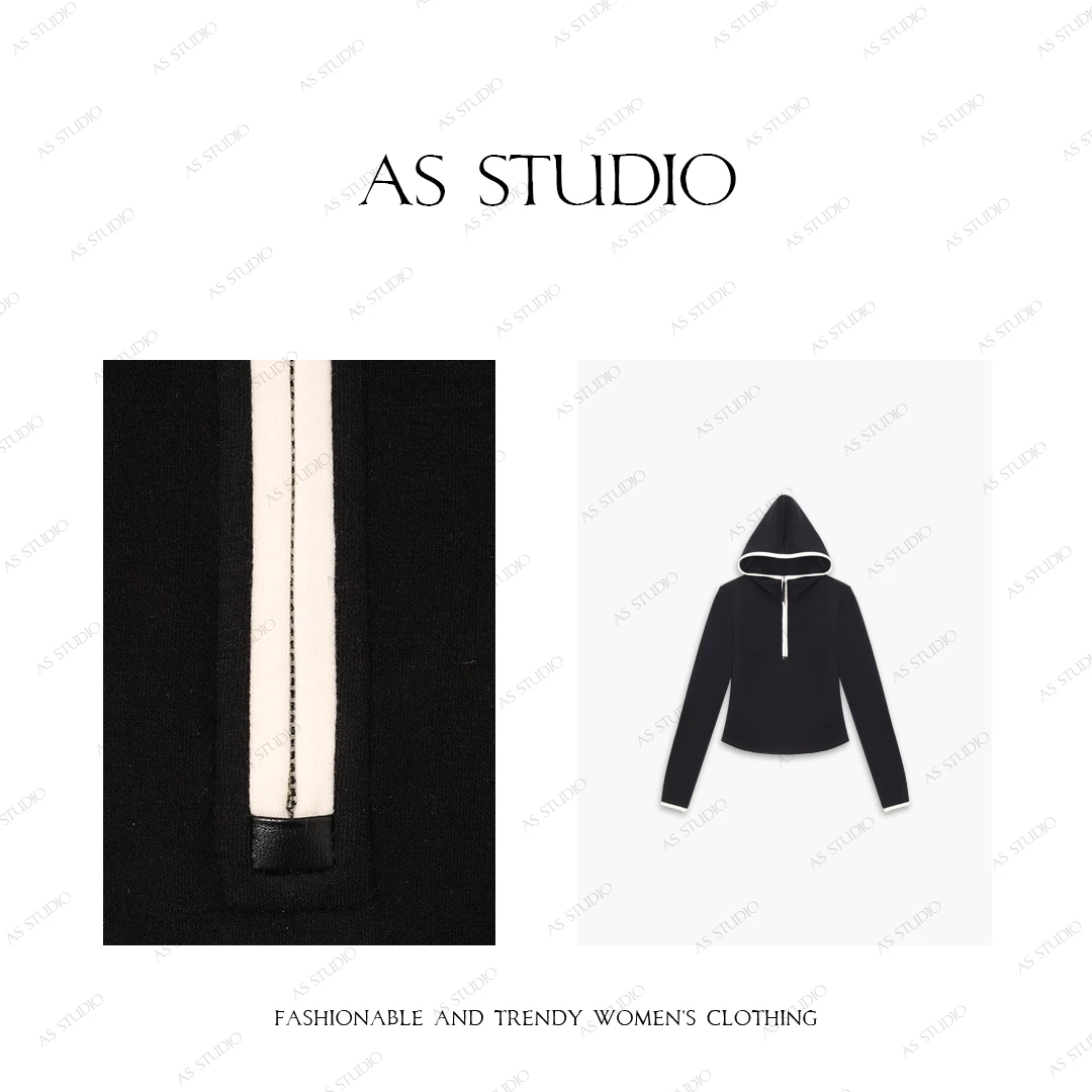 【AS小帽衫】25新加厚保暖撞色半拉链连帽衫AS24DSY3557