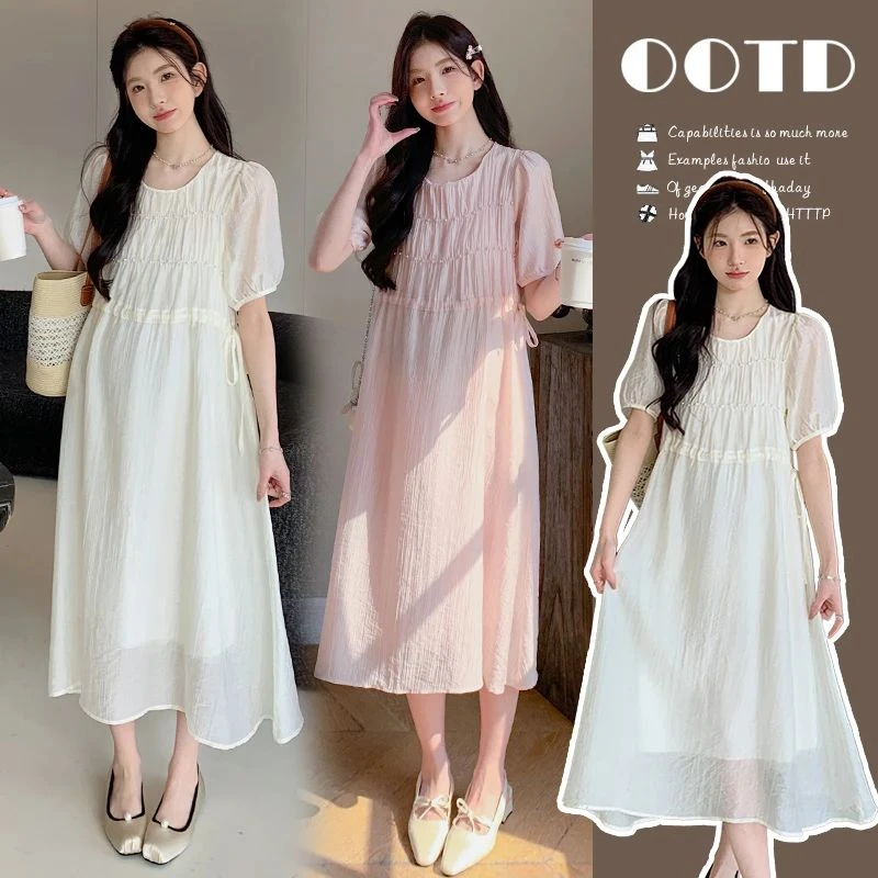 孕妇夏装连衣裙2025新款孕期简约甜美穿搭孕妈高级感夏季显瘦裙子