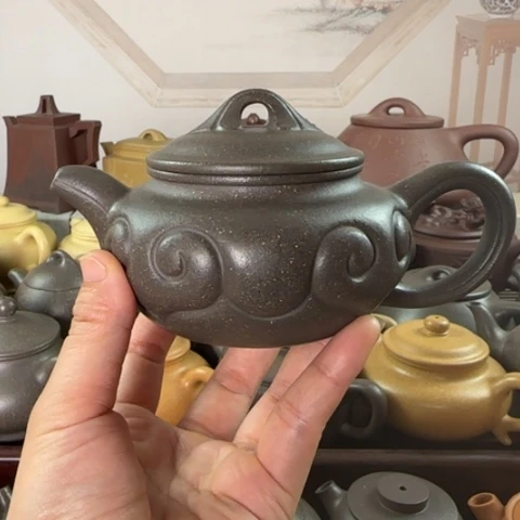 紫砂壶梨皮天青250cc