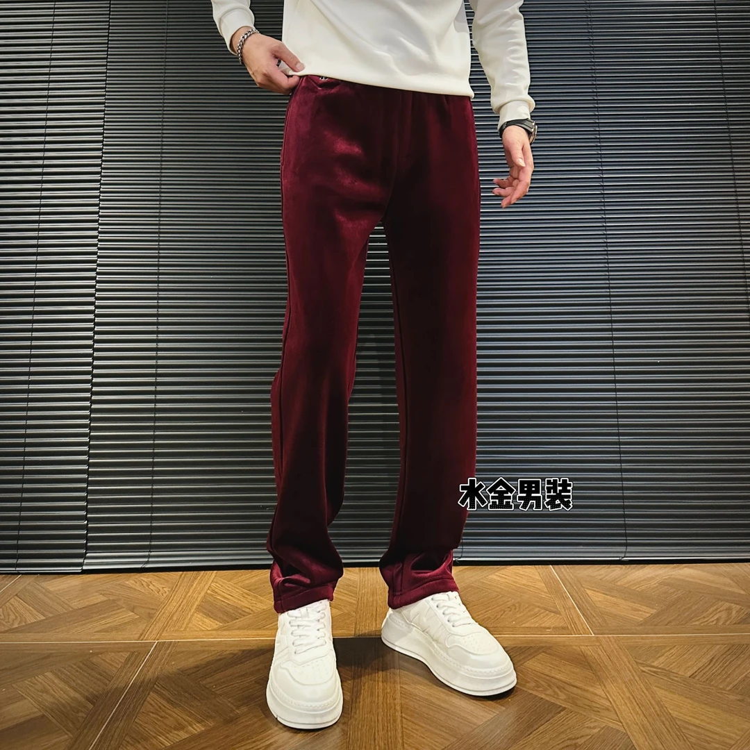 2025男装男士冬季潮流时尚百搭舒适加绒高端简约修身休闲裤 6755