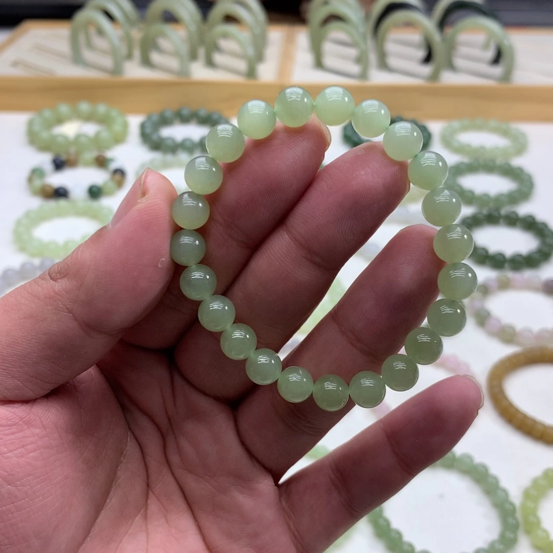 和田玉手串（冰晴水7.8）未镶嵌