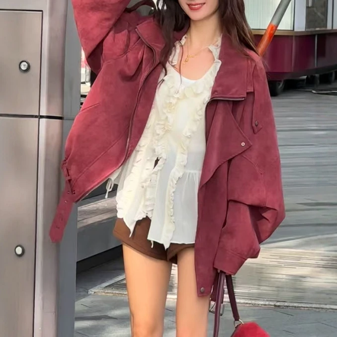 【LI明兰】宽松型薄款拉链短外套宽松城市机能风百搭设计师秋冬气质