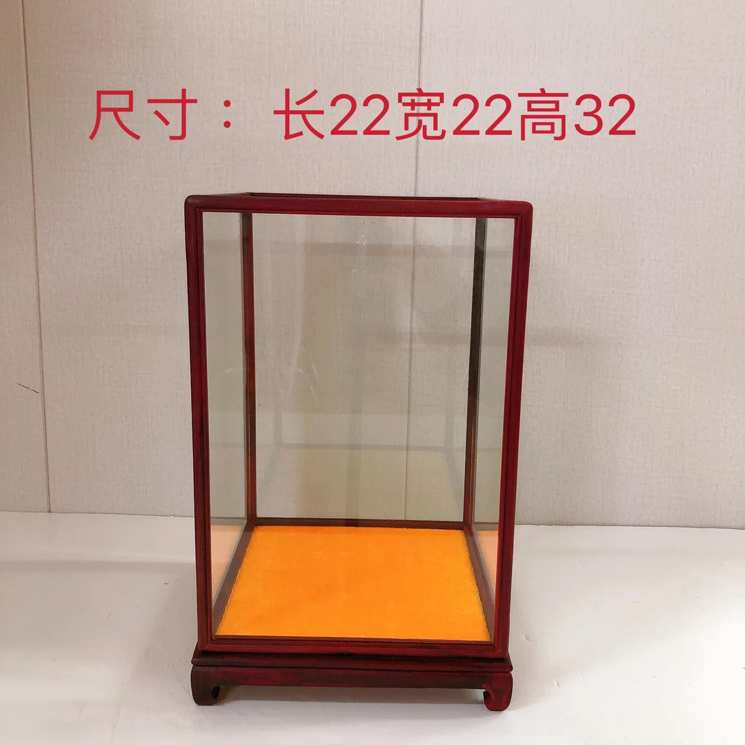 【工艺精细】大叶紫檀卢氏黑黄檀佛像观音花瓶玉石茶具玻璃罩防尘罩