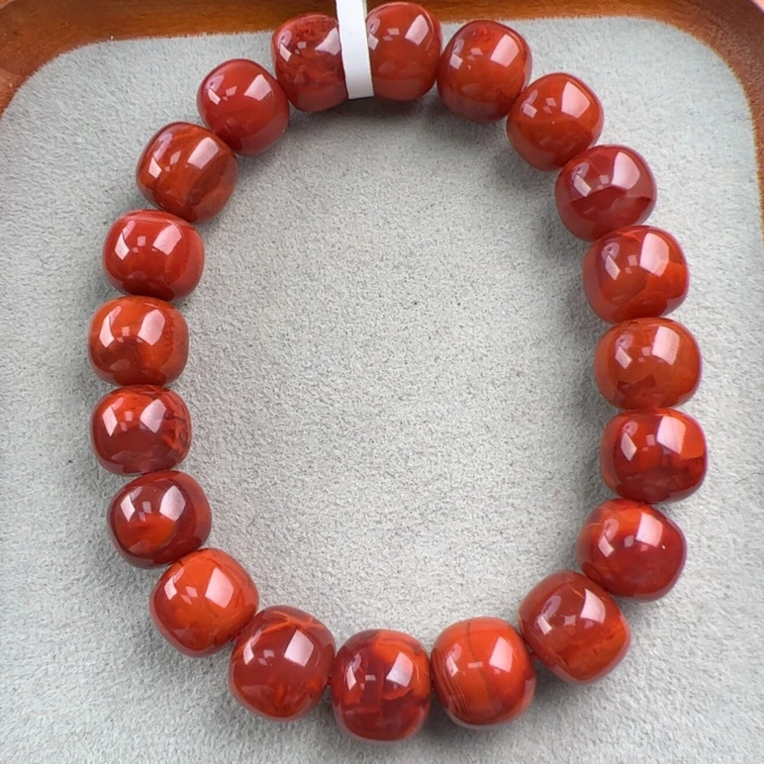 南红玛瑙未镶嵌（满肉牛血火焰老型11mm