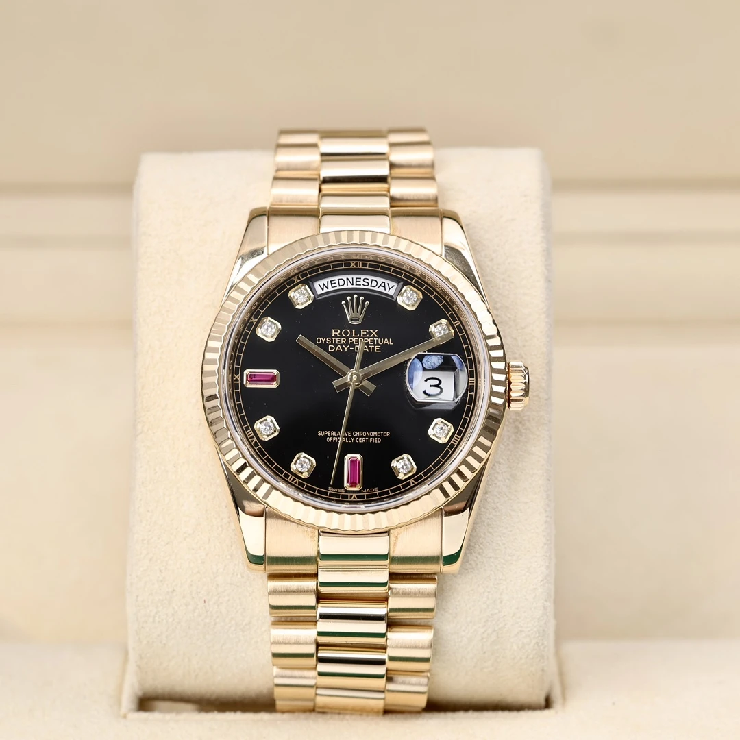 95新 Rolex/劳力士 118238 69红宝石 18k黄金 36mm 2015年保卡