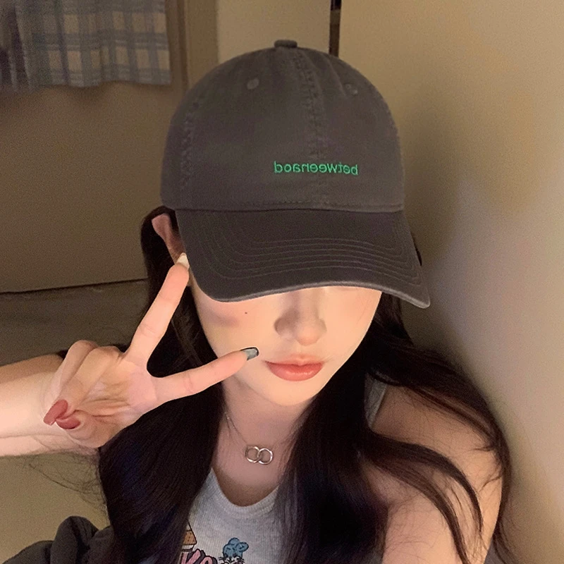 韩版潮牌刺绣字母软顶鸭舌帽女2025新款休闲百搭情侣棒球帽大头围