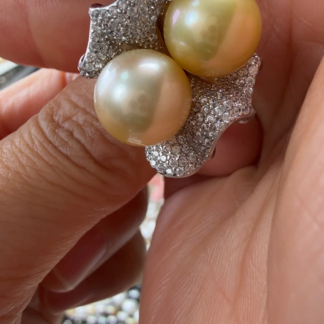 戒指海水珍珠银S925镶嵌