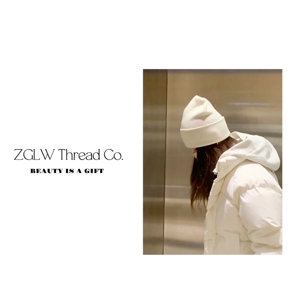（ZGLW)白色针织毛线帽秋冬加厚