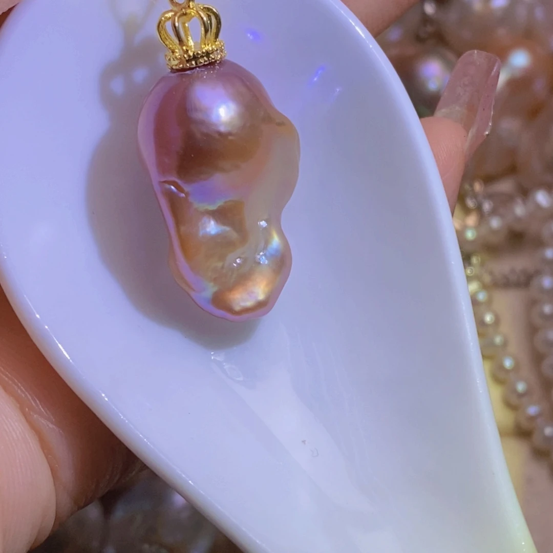 银S925镶嵌淡水珍珠天然淡水珍珠无染色无优化