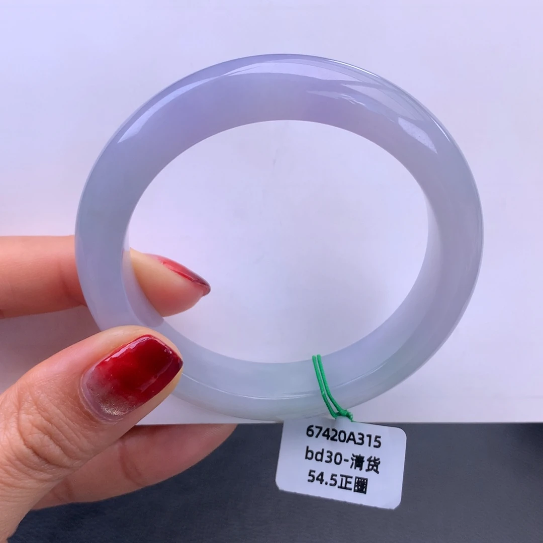 翡翠未镶嵌手镯细糯化胶紫色手镯