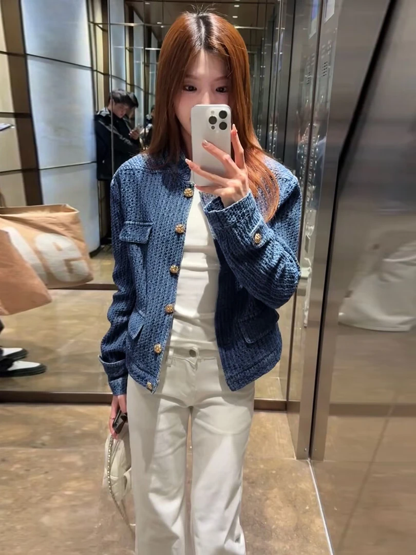 牛仔外套女春秋今年流行爆款小香风气质减龄复古短款立领夹克上衣