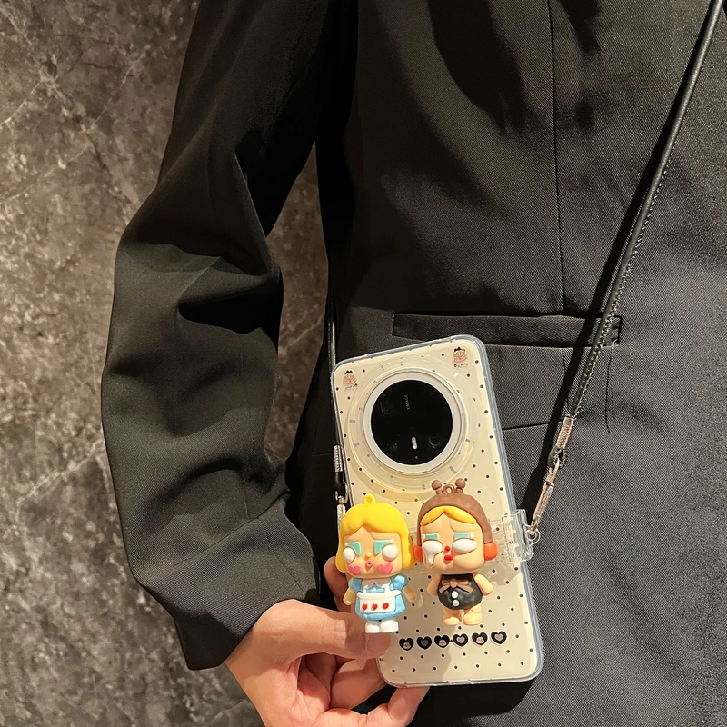 哭娃背夹斜挎适用华为mate70pro手机壳韩式ins风氛围感mate60pro