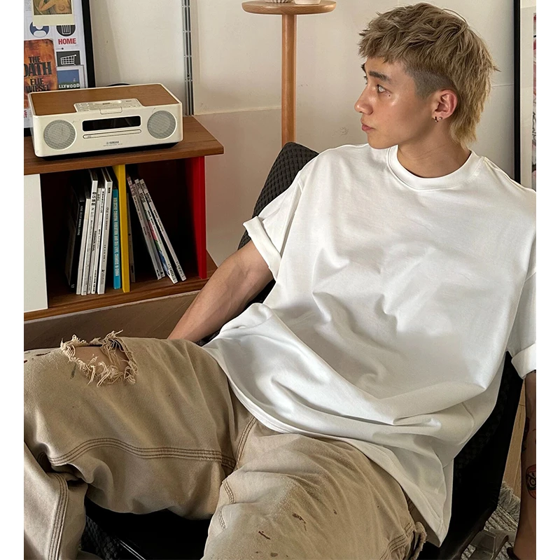 ins潮牌百搭纯棉短袖T恤男夏季2025新款情侣宽松体恤休闲打底上衣