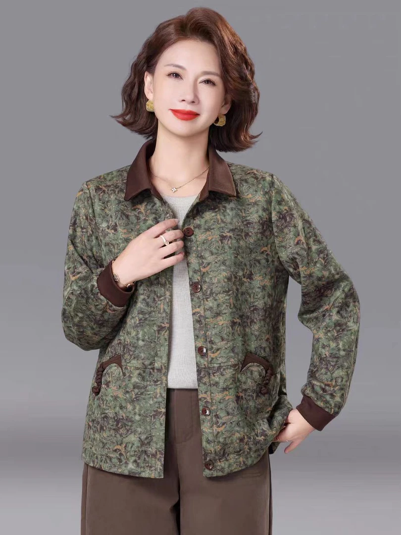 930小香风妈妈秋装衬衫上衣2025新款中老年女装春秋短款外套夹克