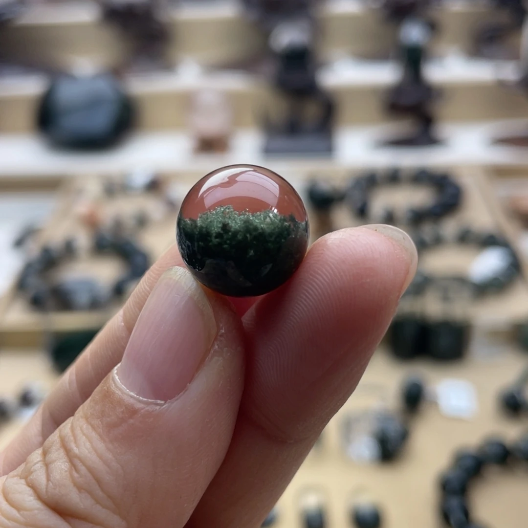 水晶颈饰未镶嵌绿幽灵聚宝盆单珠