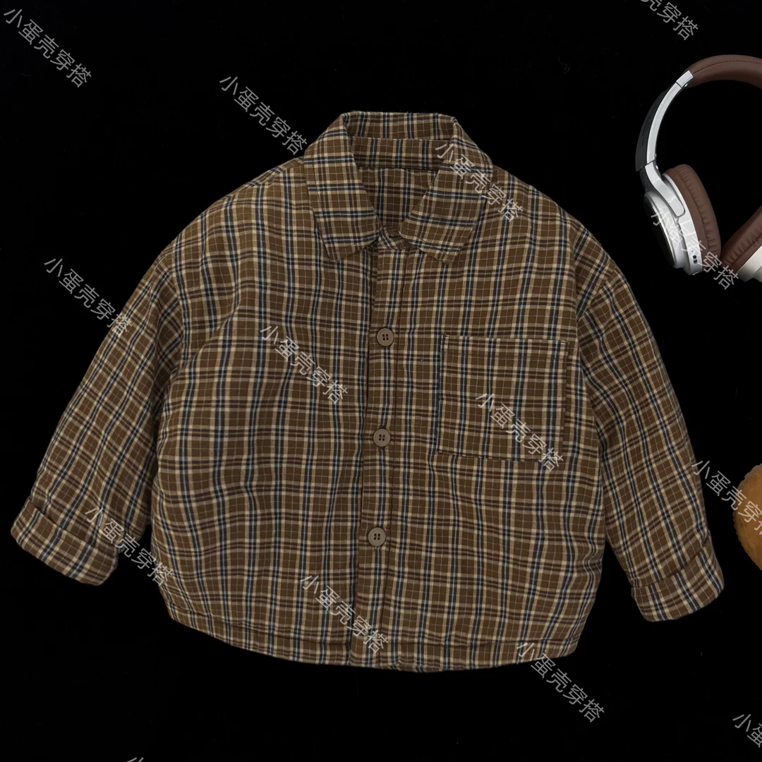 【小蛋壳】【小棉袄新】儿童秋冬新款韩版时尚夹棉加绒格纹百搭外套