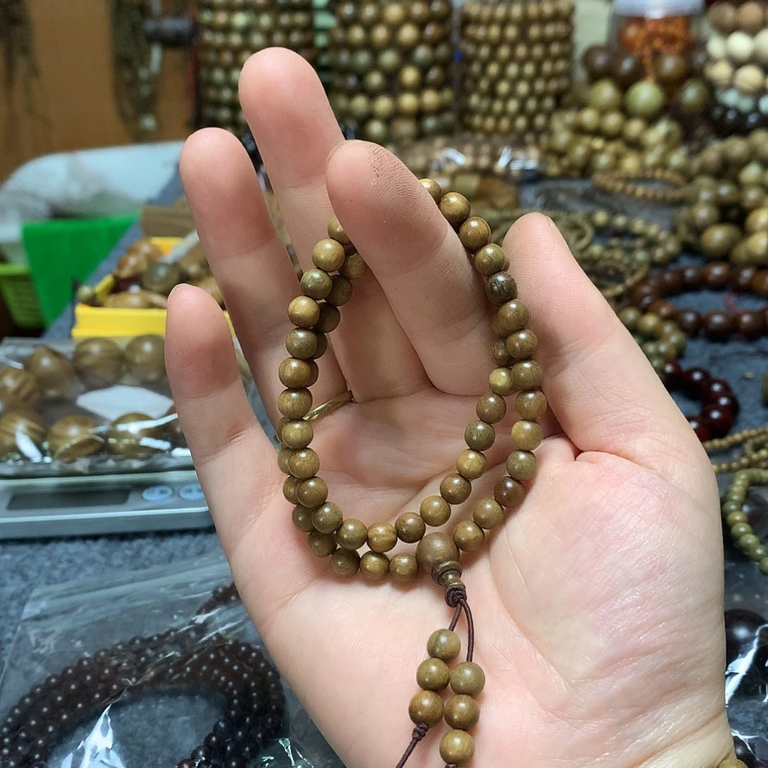维腊木（绿檀）手串/手链小*点0.6双圈