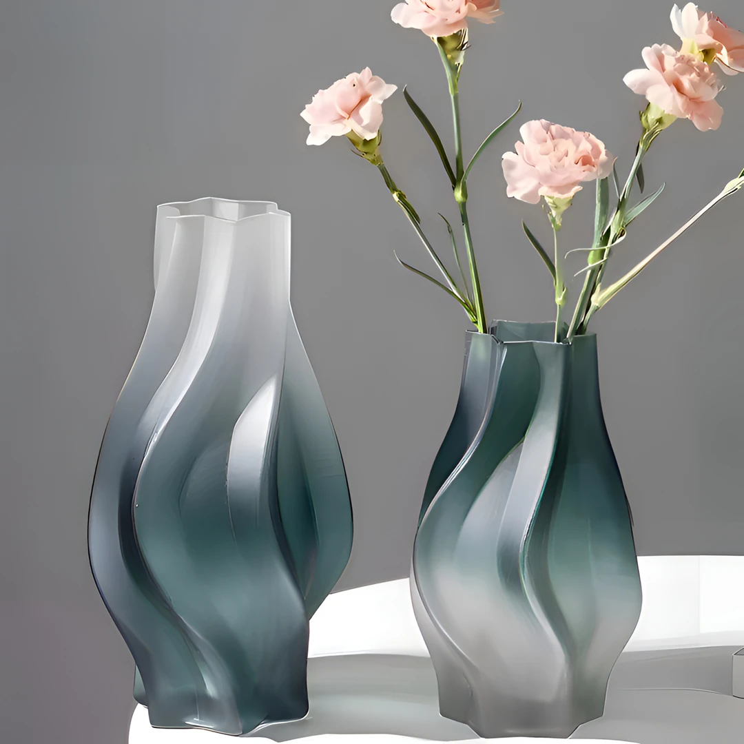 碧琢北欧创意龙卷风造型磨砂高级感花瓶玻璃插花客厅餐桌